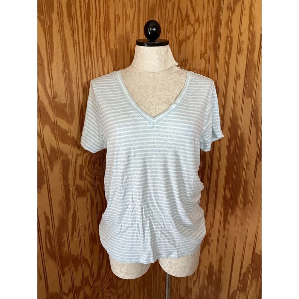 Vineyard Vines T-Shirt Pullover Tee‎ Short Sleeve V-Neck Green Striped Sz Large
